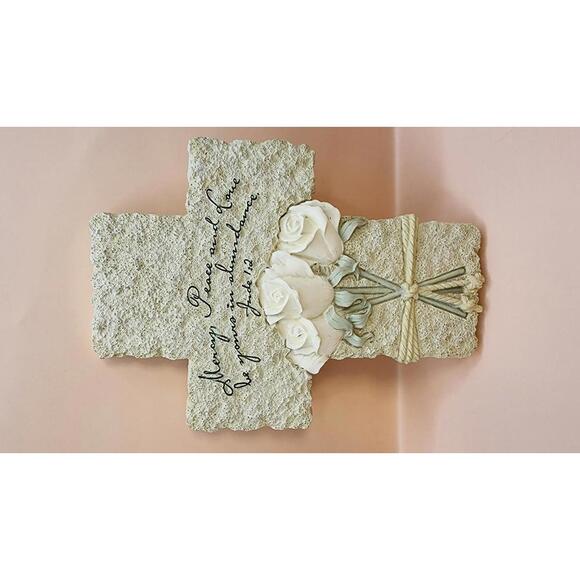 Other - 2005 Inspiro Decorative Religious Wall Cross with White Roses and Scripture 9'